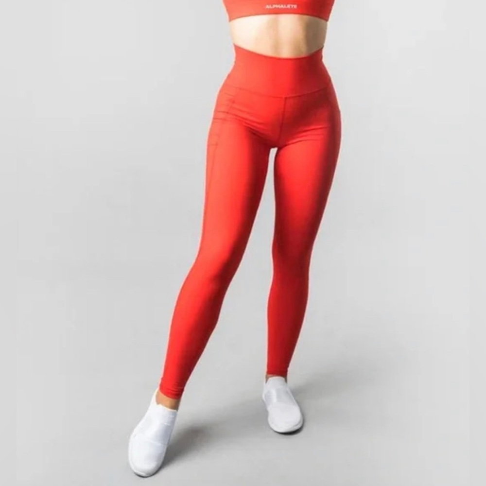 Alphalete Surface Red Leggings Size Small
